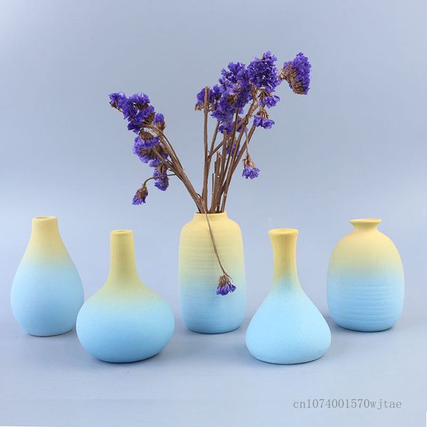 Nordic Modern Spray Painting Gradient Vase Vase Vase Dry Flowers Room, chambre, décoration de salle à manger, petits vases givrés