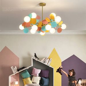 Nordic Multicolor Art Tree LED Hanglampen Creative Designer Parlor Kid's Bedroom Cafe Decoration Light armaturen