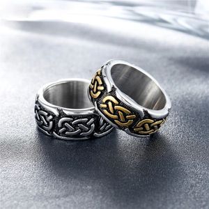 Nordic Odin 14k Gold Celtics Knot Viking Ring Men Femmes Punk Vintage Couple Irish Knot Ring Fashion Bijoux Gift