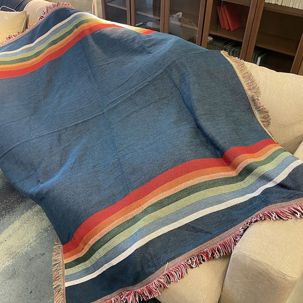 Manta de ocio decorativa nórdica para exteriores, mantas de arcoíris para cubierta de cama, sofá, toalla, estera de viaje para Picnic, colcha, alfombra