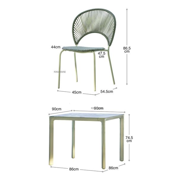 Nordic Outdoor Furniture Set Patio Table et chaises pour la table de salle à manger de la maison de campagne