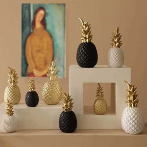 Nordic Pineapple Crafts Desktop Ornament Creatieve Fruit Vorm Woonkamer Decor Gouden Huwelijkscadeau Woondecoratie Accessoires