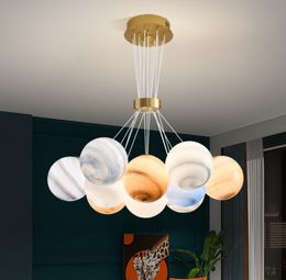 Nordic planet moon candelabro Lámparas diseñador creativo comedor dormitorio lámpara bubble ball net red ins living