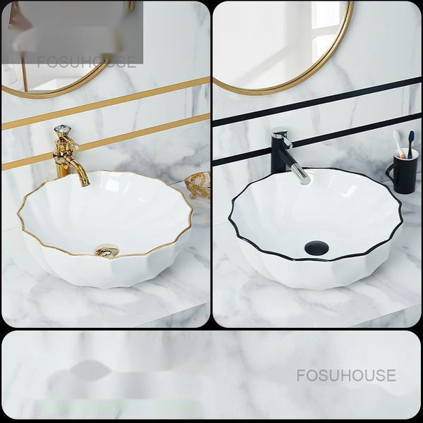 Basin de plataforma nórdica lavabo de baño de baño cerámica fregaderos de baño creativos