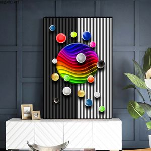 Nordic Poster Abstract Drie Dimensionale Bal Decoratieve Schilderij Art Picture Print voor Woonkamer Moderne Cuadros Home Decor