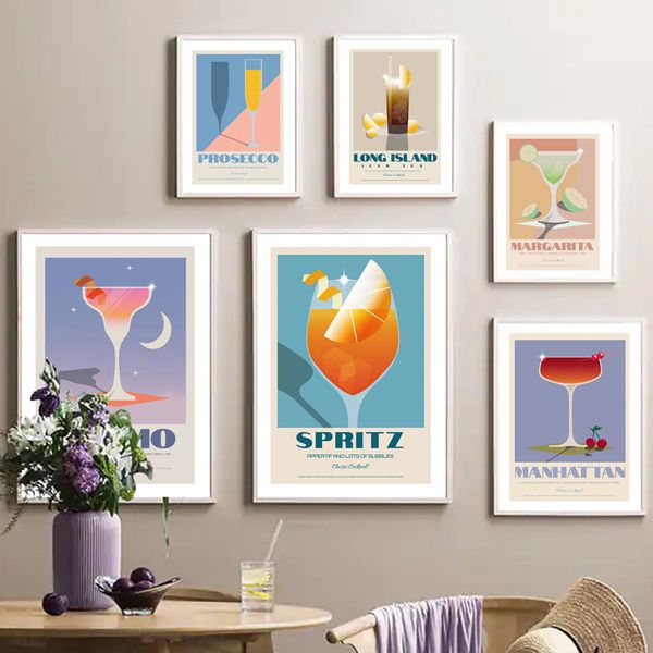 Affiche nordique Long Island Martini Whisky Sour Prosecco Cocktails Wall Art Print Toivvas Peinture Decor Pictures For Living Room