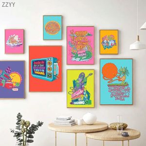 Noordse retro kleurrijke game planeet canvas schilderij kunst patroon poster grappige abstracte prints foto's voor woonkamer interieur huis cuadros decor niet ingelijst