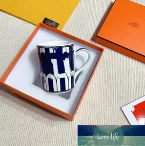 Tasse à café en porcelaine à bordure dorée, style nordique rétro, pour boissons au thé au lait, grande capacité, avec boîte-cadeau