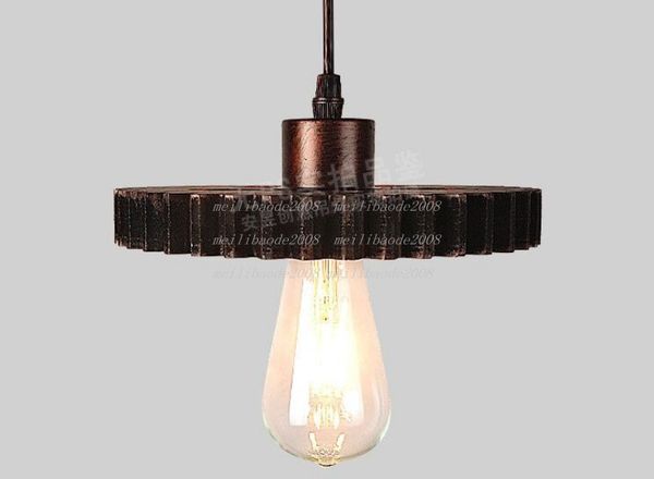Lampes suspendues rétro nordiques E27 fer bois Loft lustre engrenage lumière intérieure interne industrielle chanvre corde lumières MYY