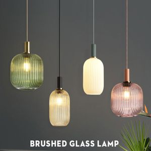 Noordse retro restaurant kleurrijke glazen hanglampen creatieve woonkamerlamp eenvoudig bedlamp led e27 licht