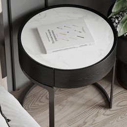 Nordic Round Bedside Table Ardoise Chambre Tiches de nuit modernes Armoires de chevet minimaliste Tables latérales de nuit meubles de la maison