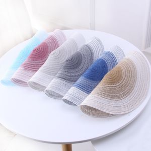 Nordic Round Woven Placemats Katoenen Garen Gradiënt Eettafel Matten Disc Bowl Pads Hittebestendige Dranken Onderzetters Keuken Deco