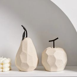 Figurines de Sculpture nordique pour intérieur, accessoires de bureau, décoration de maison, pomme de poire, ornements de fruits abstraits en céramique 240123