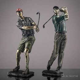 Nordic Eenvoudige Golf Sport Figuur Sculptuur Hars Ambachten Creatieve Thuis Woonkamer Studie en Bureau Decoratieve Ornamenten 1pc 240318