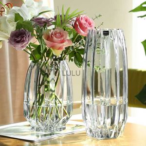 Nordique simple grand vase en verre couleur transparente hydroponique riche bambou lys rose vase salon arrangement de fleurs ornements HKD230823