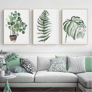 Nordic Simple Woonkamer Decoratieve schilderijen Restaurant Slaapkamer Klein Vers Hanging Picture Point Wall Painting Green Planting