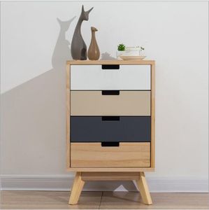 Nordic Simple Modern Solid Wood Neffen Kabinetten Slaapkamer Meubels Opbergkast Ontvangen Vier Emmer