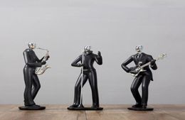 Nordic Simple Musician Band violon chant de sport mec statue noirs figurines ornements décoration de maison moderne cadeau élégant 213139511