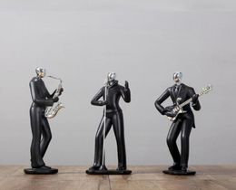 Nordic Simple Musician Band violon chante sport man statue noires figurines ornements décoration de maison moderne cadeau élégant 219123823