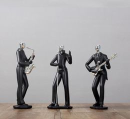 Nordic Simple Musician Band violon chant de sport mec statue noirs figurines ornements décoration de maison moderne cadeau élégant 217341812