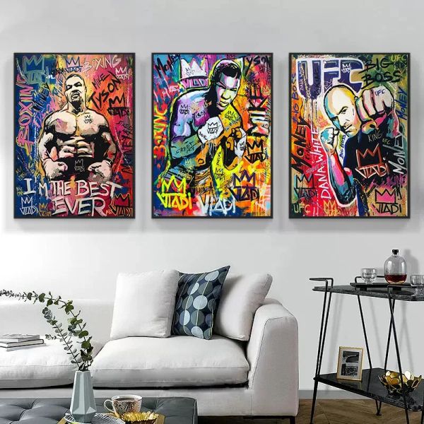 Nordic Simple Wall Art Boxing Champion Inspiration Graffiti Mike Tyson HD Toile Prims Imposter Home Decor Bedroom Living Room