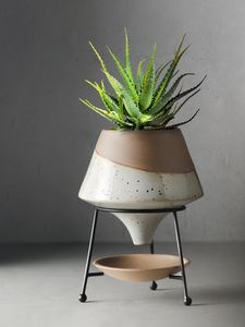 Nordic Simple Whited Fer Stoare Flower Set Home Succulent Flower Pot Creative Ceramic Living Room Home Decoration Vase 240409