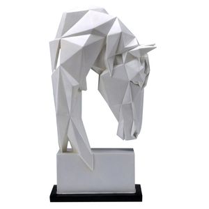 Nordique Simplicité Géométrique Tête De Cheval Blanc Statues Animaux Art Sculpture Résine Artisanat Décoration De La Maison Artisanat Chambre Creative T200619