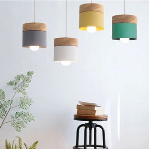 Nordic Simplicity LED E27 Hanglamp Moderne Macaron Opknoping Lichten Home Improvement Iron and Wood Decoration Hanglamp
