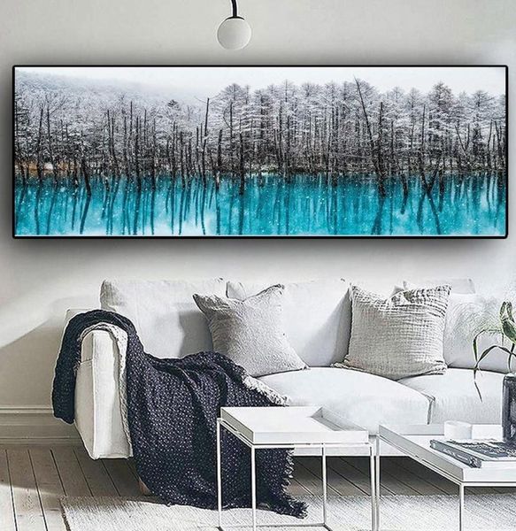 Nordic Snow Forest Landscape Painting Affiches Affiches Résumé Affiches Toile d'art mural pour le salon Home Scandinave Dec7453834