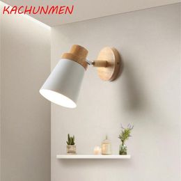 Lámpara de pared del dormitorio de madera maciza nórdica, lámpara de pared LED macaron minimalista moderna, iluminación interior creativa para sala de estar, AC85-265V207W