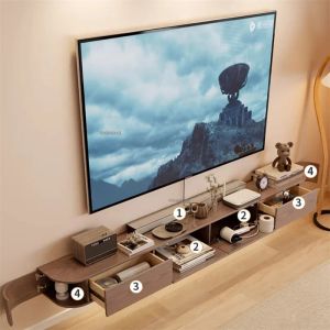 Noordse massief houten gesuspendeerde tv -standaard woonkamer meubels huishouden kleine appartement tv -tafels moderne hangende opberg tv -kast