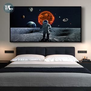 Nordic Space Spaceship Wall Art Canvas Schilderij Moderne Kunst Poster Print Horizontale Foto voor Woonkamer Slaapkamer Decor 210310