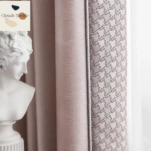 Nordic Splicing Modern Shading Roze Prinses Amerikaans Gordijn voor Woonkamer Eetkamer Slaapkamer Aangepaste Luxe Window Room Decor 240113