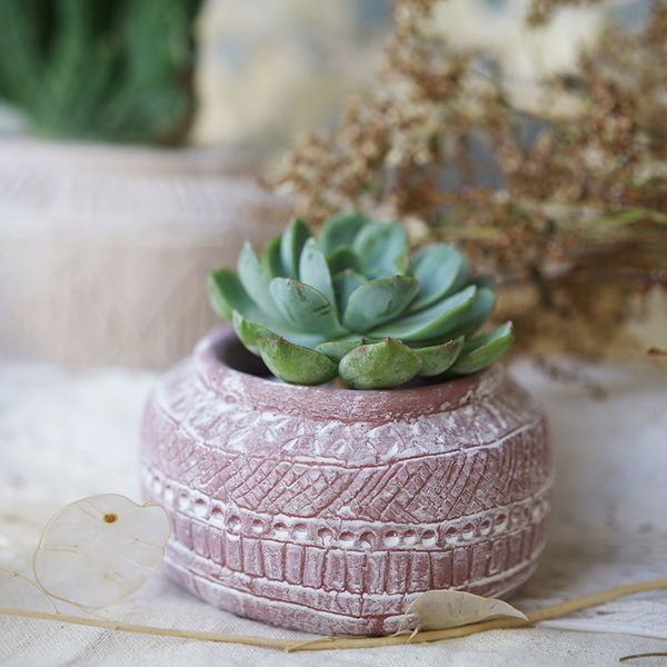 Stoneware Nordic Stone Cement Flower Pot retro Vieja pequeña y fresca creativa suculenta jardinería moderna viento planta en maceta