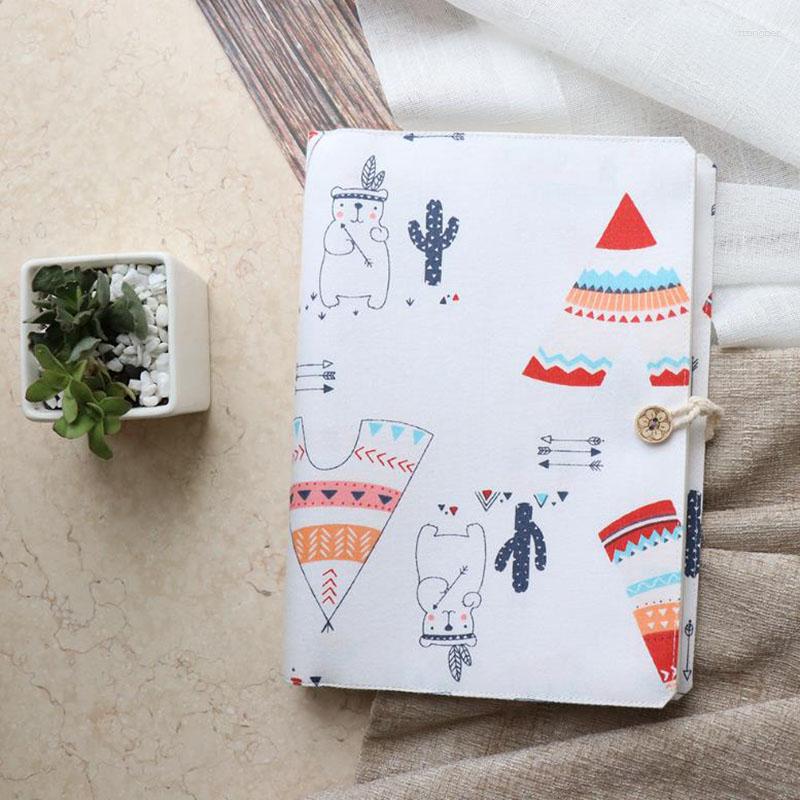 Cuaderno de hojas sueltas de oso de estilo nórdico, cubierta lavable de algodón, 6 diarios de viaje interiores, Bloc de notas A5 A6, regalo de papelería fresco