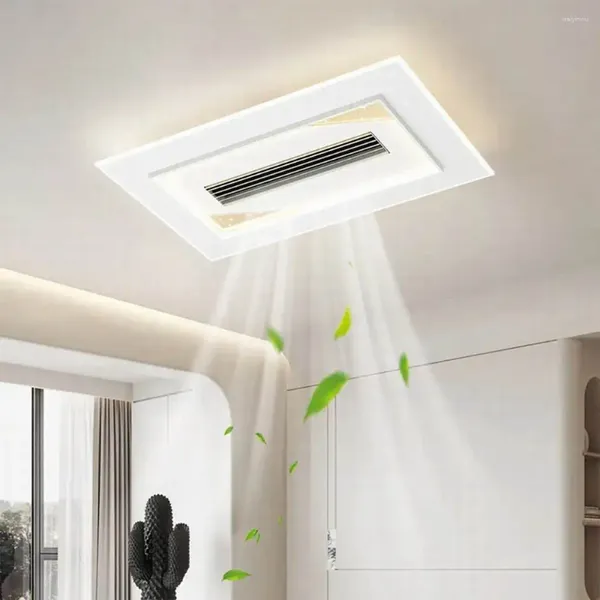 Luz de ventilador de techo de estilo nórdico, cuchillas ocultas para dormitorio, forma cuadrada Simple, lámpara de techo moderna de acrílico para sala de estar