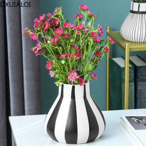 Nordic stijl keramische gestreepte vaas woonkamer gedroogde bloemen bloemstuk desktop woondecoratie