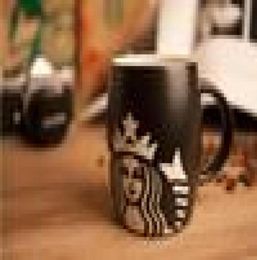 Estilo nórdico Classic Matte Black Coffee Cup 12oz Mermaid Half Logo Ceramics Mug Incar Desktop Cup6032078