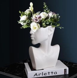 Nordic Style Creative Face Ceramic Vase Ornement Salon Room Dry Flower Inserting Art Home Decoration45786072331240