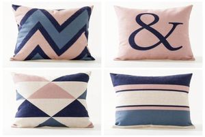 Funda de cojines decorativos de estilo nórdico, funda de cojines geométricos de color azul y rosa, funda de almohada para sofá de silla de elefante, juego de 42426780671