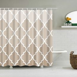 Rideaux de douche ondulés à rayures géométriques de Style nordique, rideau de salle de bains en Polyester imperméable avec crochets 240320