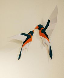 Scandinavische stijl huis ins geometrische wanddecoratie vogel papier mal DIY handgemaakte originele ontwerp creatieve bed dier muur opknoping Nove9674379