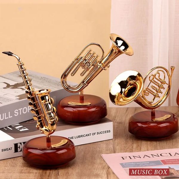 Nordic Style Instrument Music Box Figurines miniatures Creative Guitar Saxophone Music Box for Home Decoration Crafts 240425