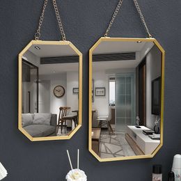 Noordse stijl ijzeren kunst rechthoekige wand gemonteerd spiegel badkamer slaapzaal spiegel wasbasin make -up spiegel home decoratieve spiegel 240417