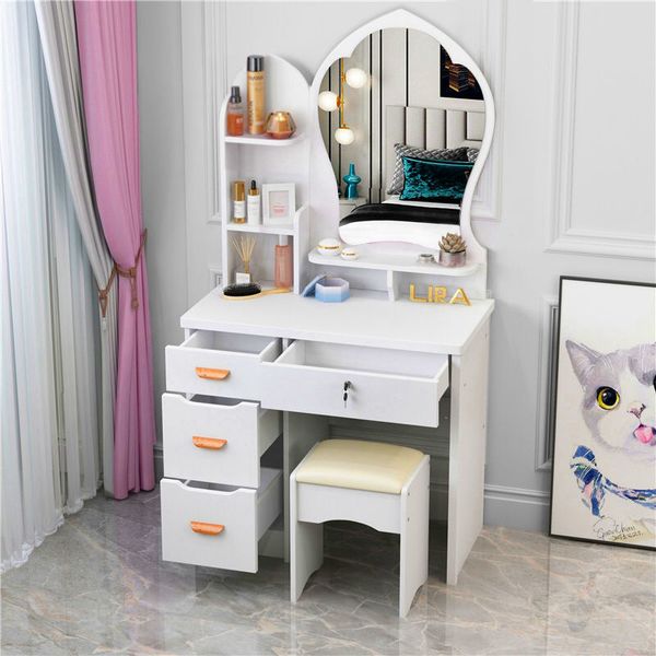 Nordic Style Modern Minimalist Dresher Set Furniture with Makeup Making Mirror Chair Drawer Stanges Integrated commodes For Bedroom