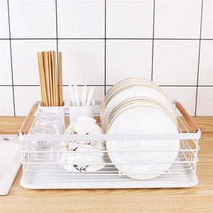 Organisateur de style nordique étagère porte-couverts plaque métallique égouttoir à vaisselle vaisselle baguettes boîte de rangement de cuisine 211112