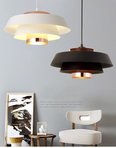 Nordic Style Pendent Lamp Post Modern Simple Restaurant Bar Creatieve Licht LED-lampen en Lantaarns Iron Kroonluchter zwart wit