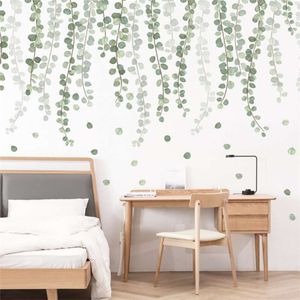 Autocollants muraux de feuilles de rotin de style nordique pour salon chambre à coucher, autocollants muraux en vinyle respectueux de l'environnement, autocollants de décoration d'intérieur pour mur 210929