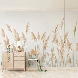 Nordic Style Reed Plant Fond d'écran Moderne Salon Chambre à coucher Décor Auto-adhésif Auto-adhésif Autocollant mural 3D Papel de paréde