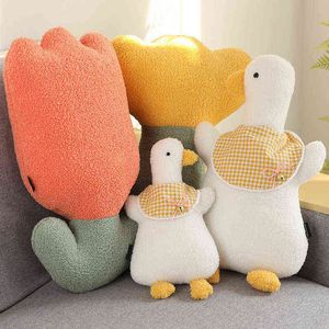 Estilo nórdico Tulipán Suculento Abrazo Pato Relleno Decoración Felpa Almohada Suave Muñeca Bebé Flor En Escabeche Para Niñas Regalo J220704